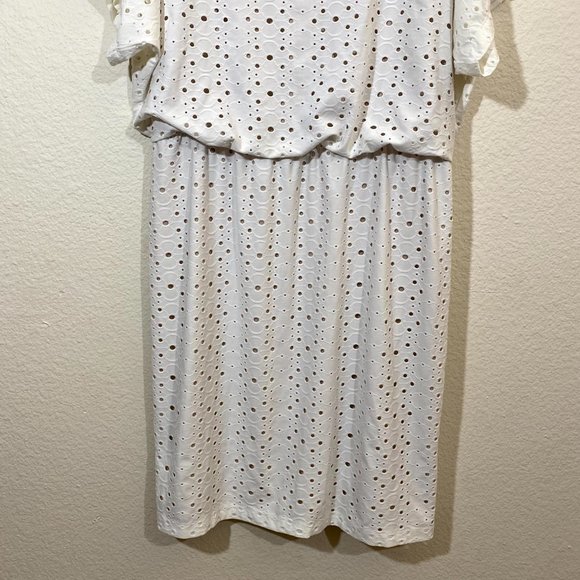 New York & Company sz:L White Tan Perforated Dress - Picture 4 of 11